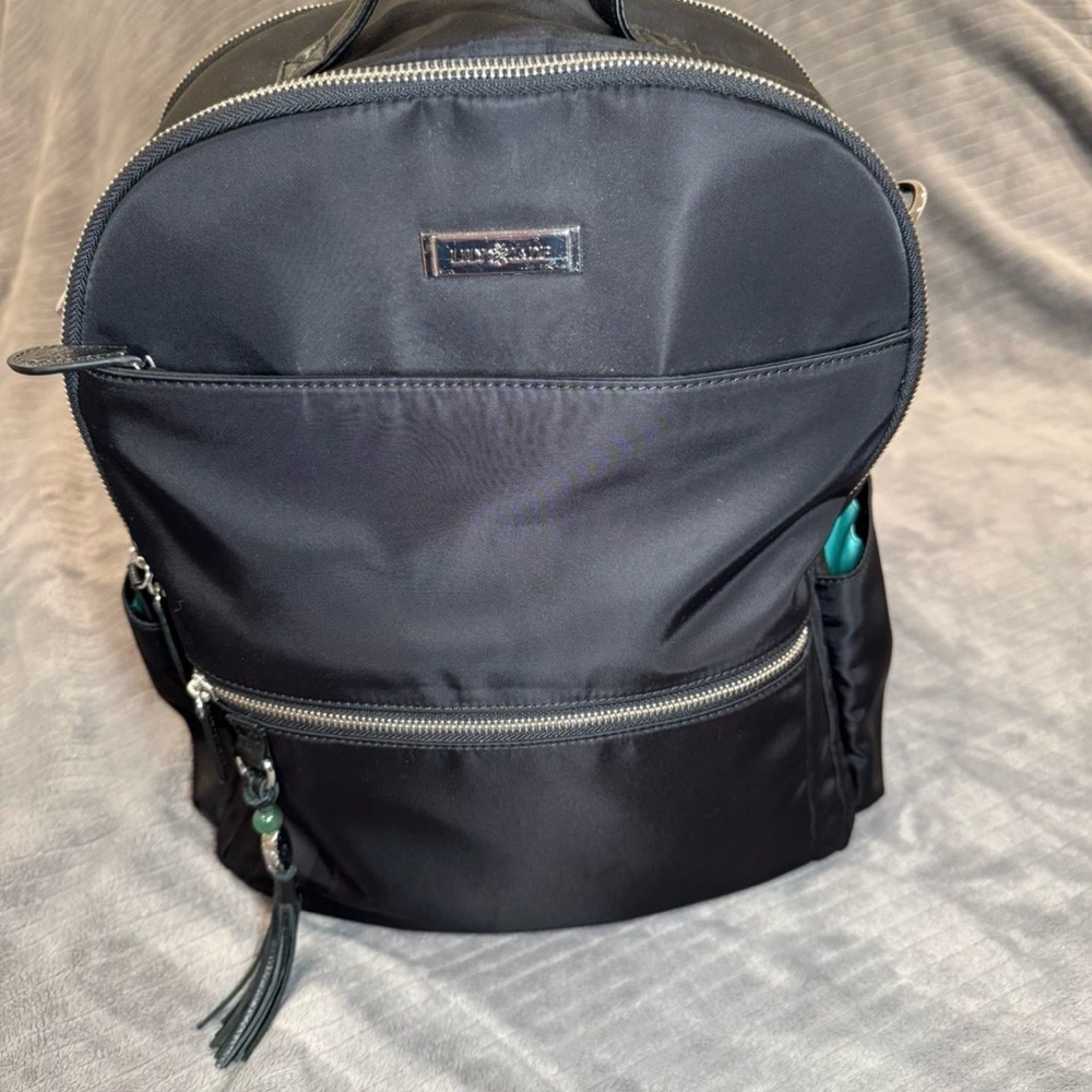Stylish Black Backpack with Silver Accents